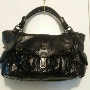 Francesco biasia XL glazed black leather purse